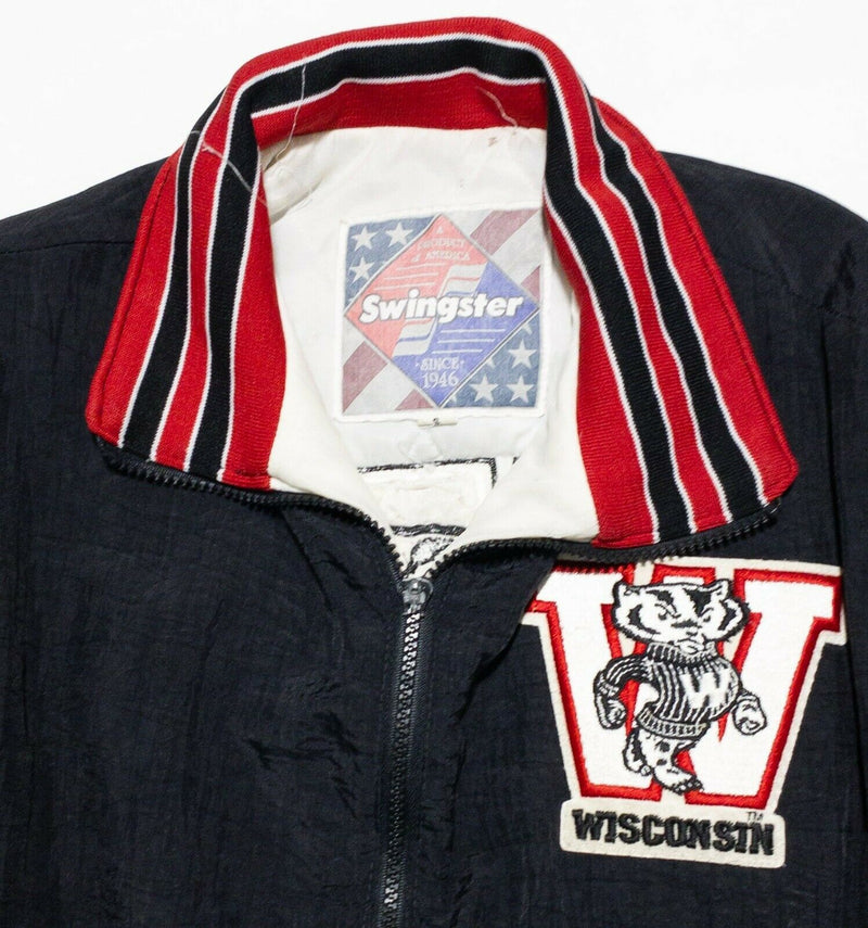 Wisconsin Badgers Vintage 90s Puffer Jacket Swingster Black Red Men's Small