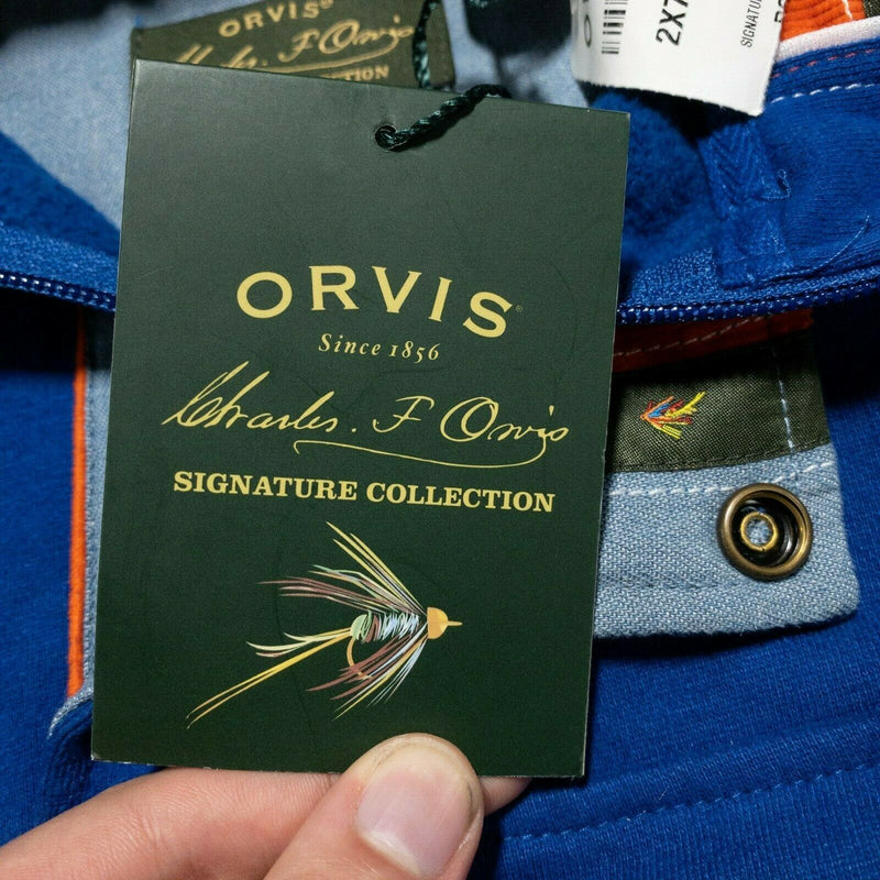 Orvis Signature Men's Medium 1/4 Zip Solid Royal Blue Signature Sweatshirt