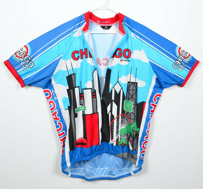 Canari Men's 2XL Chicago Windy City Blue Skyline City Half-Zip Cycling Jersey