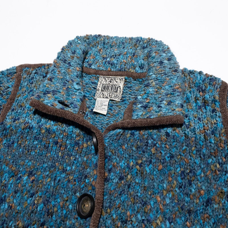 Curio Anthropology Cardigan Women's Fits Large Sweater Jacket Wool Knit Blue