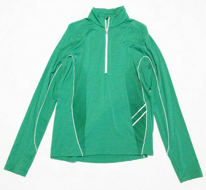Icebreaker Merino GT 1/4 Zip Sweater Green Base Layer Pullover Men's Small