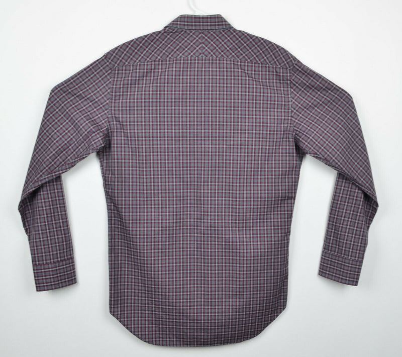 Billy Reid Men's Small Standard Cut Red Navy Gray Plaid Long Sleeve Shirt