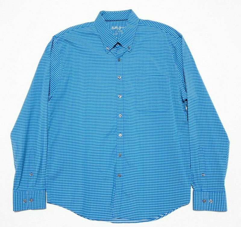 Bobby Jones X-H20 Nylon Wicking Button-Down Shirt Blue Green Check Men's XL?