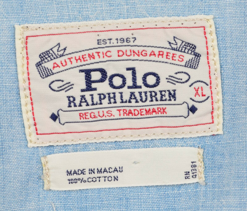 Polo Ralph Lauren Men's Sz XL Dungaree Workshirt Snap-Front Chambray Denim Shirt