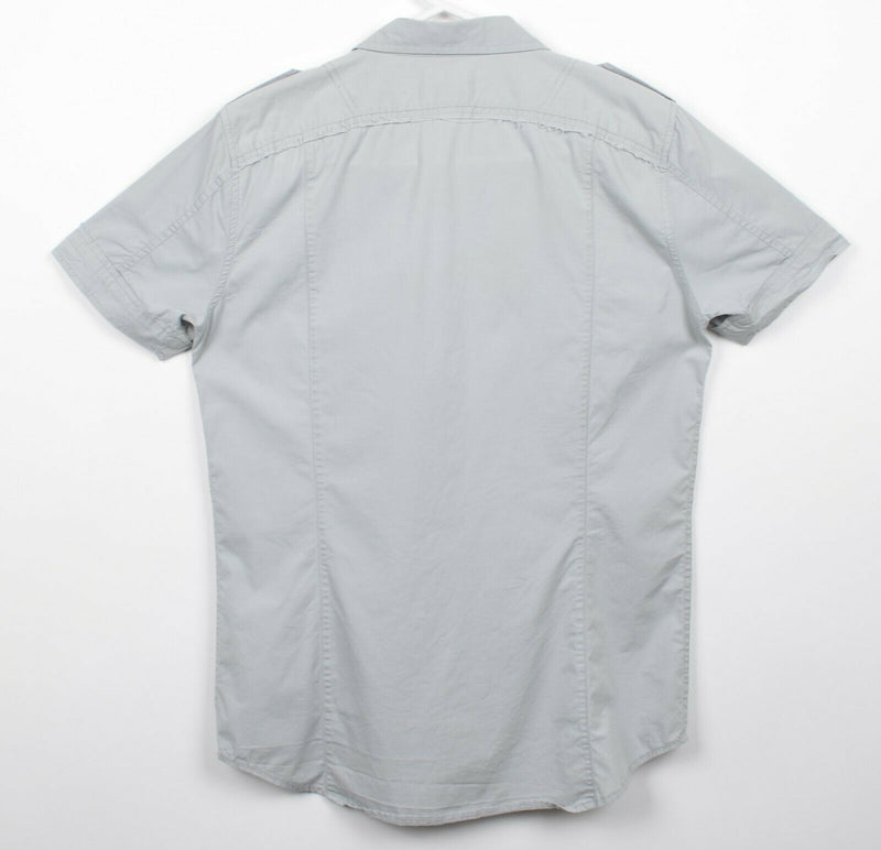 Diesel Men's Sz Medium Gray Military Style Button-Front Shirt