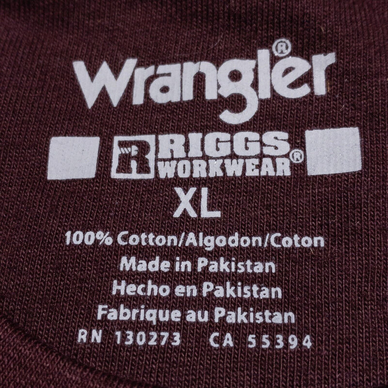 Wrangler Riggs Workwear T-Shirt Men XL Pocket T Burgundy Red/Purple Short Sleeve