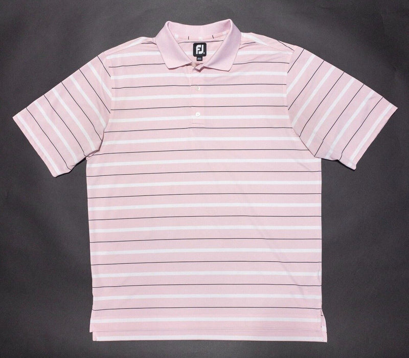 FootJoy Golf Shirt XL Men's Polo Pink White Striped Wicking Performance Stretch