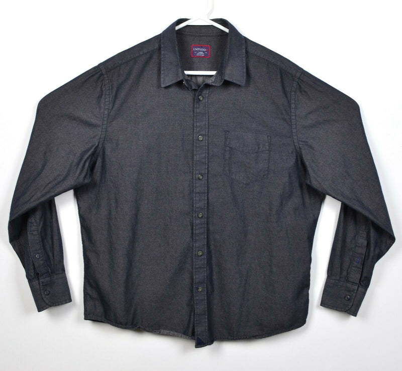 UNTUCKit Men's Large Solid Gray Long Sleeve Casual Button-Front Shirt