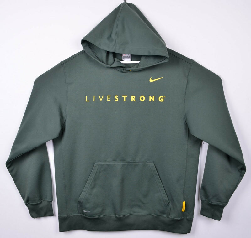 Livestrong Men's Large Nike Fit Therma Green Swoosh Pullover Hoodie Sweatshirt