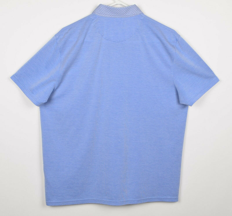 Ted Baker London Men's Sz 6 2XL Blue Modal Polyester Short Sleeve Polo Shirt