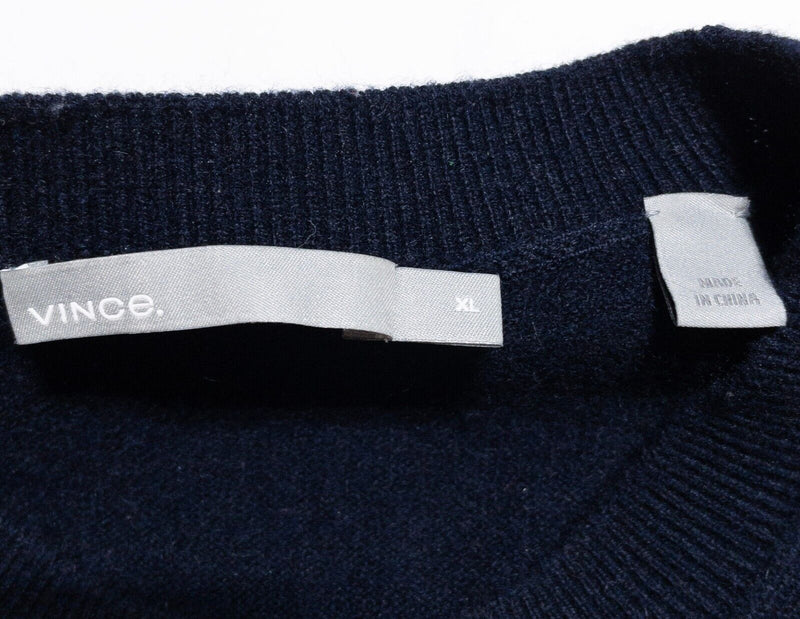 Vince Cashmere Sweater Men's XL Pullover Crewneck Navy Blue Long Sleeve Knit