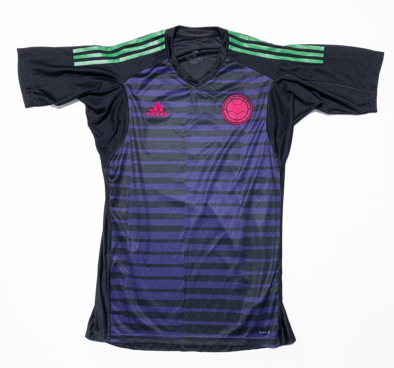 Colombia Soccer Jersey Adidas Men's Medium Purple Black Stripe Pink ClimaLite