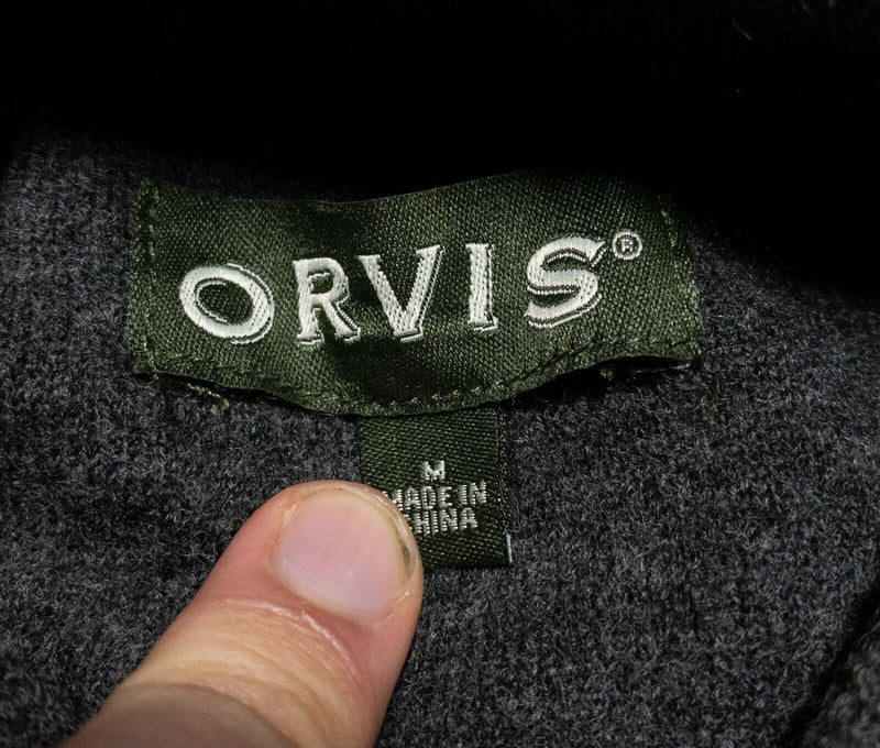 Orvis Men's Medium 100% Wool Gray Zipped Pockets Full Zip Collared Jacket