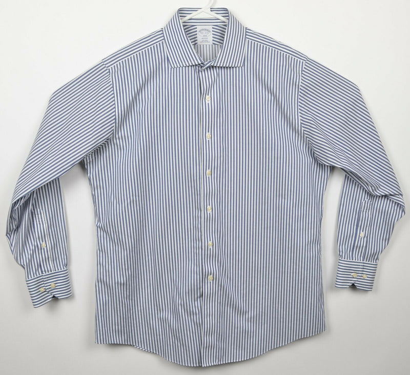 Brooks Brothers Men's 16.5-4/5 Non-Iron Blue Striped Spread Regent Dress Shirt