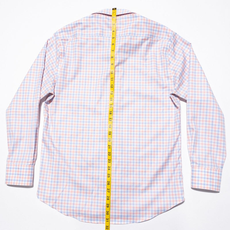 Twillory Dress Shirt Men's 16-32/33 Pink Blue Check Non-Iron Safe Cotton