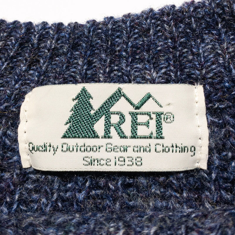 Vintage REI Wool Sweater Men's 2XL Rib Knit Chunky Navy Blue 90s Outdoor Camping