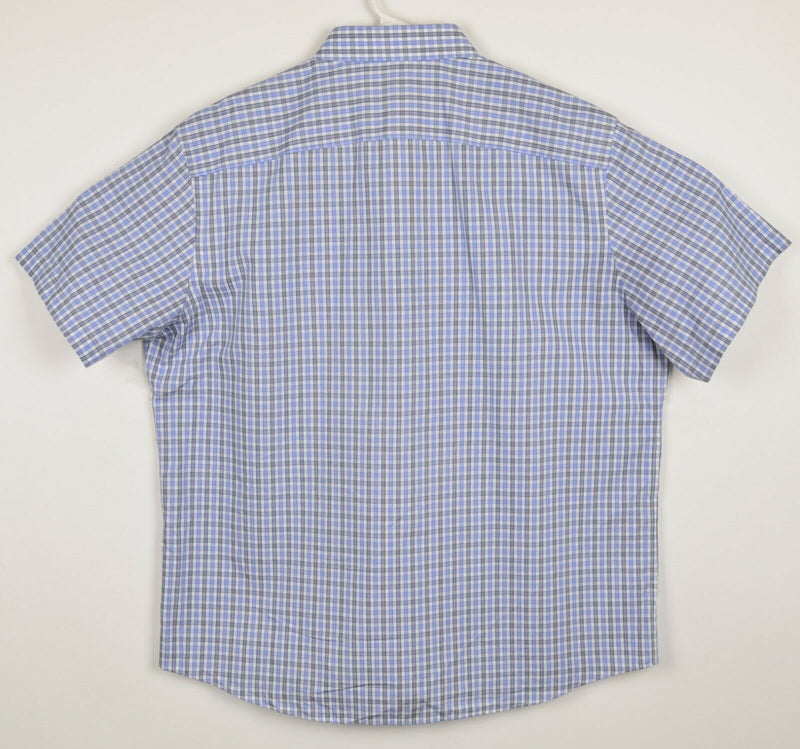 UNTUCKit Wrinkle Free Men's XL Blue Plaid Check Button-Front Short Sleeve Shirt