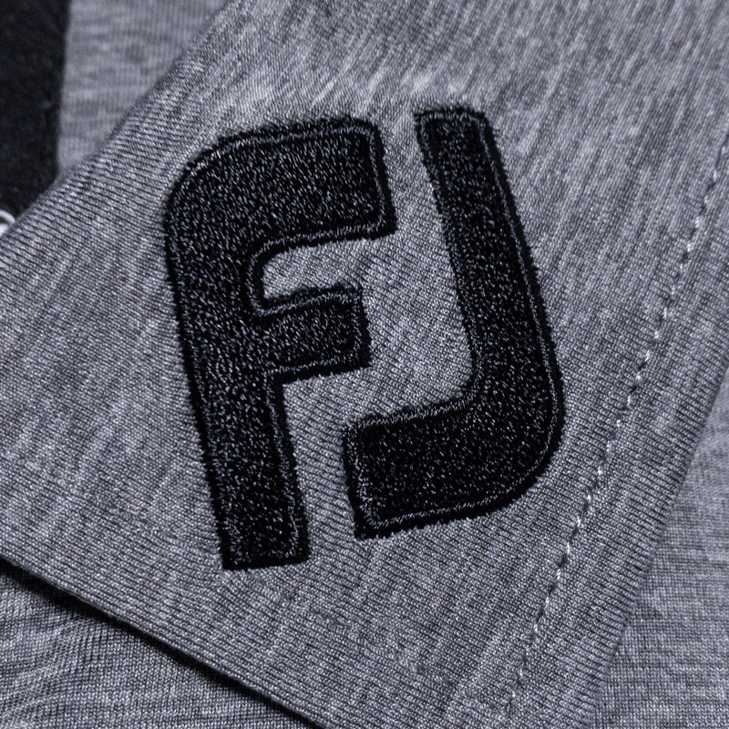 FootJoy Tour FJ Collar Polo Men's Medium Golf Shirt Black Gray Striped Wicking