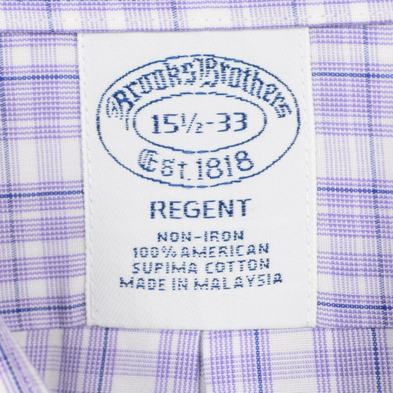 Brooks Brothers Men's 15.5-33 Purple Plaid Non-Iron Regent Dress Shirt