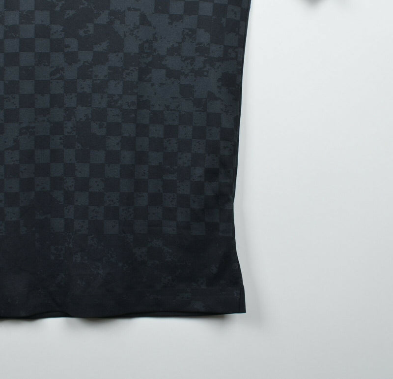 Tiger Woods Platinum Men's Sz Medium Snap Collar Nike Golf Black Polo Shirt
