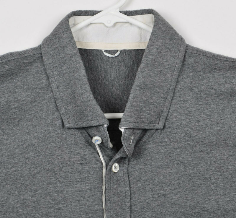Kit & Ace Men's Sz Large? Gray Technical Cashmere Button-Front Pine Polo Shirt