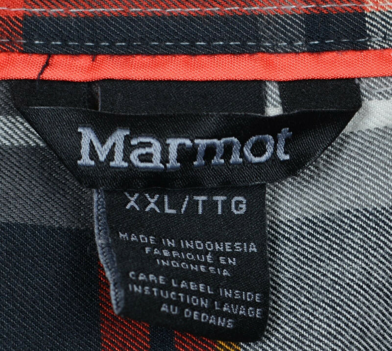 Marmot Men's 2XL Gray Orange Plaid Polyester Hiking Outdoors Long Sleeve Shirt