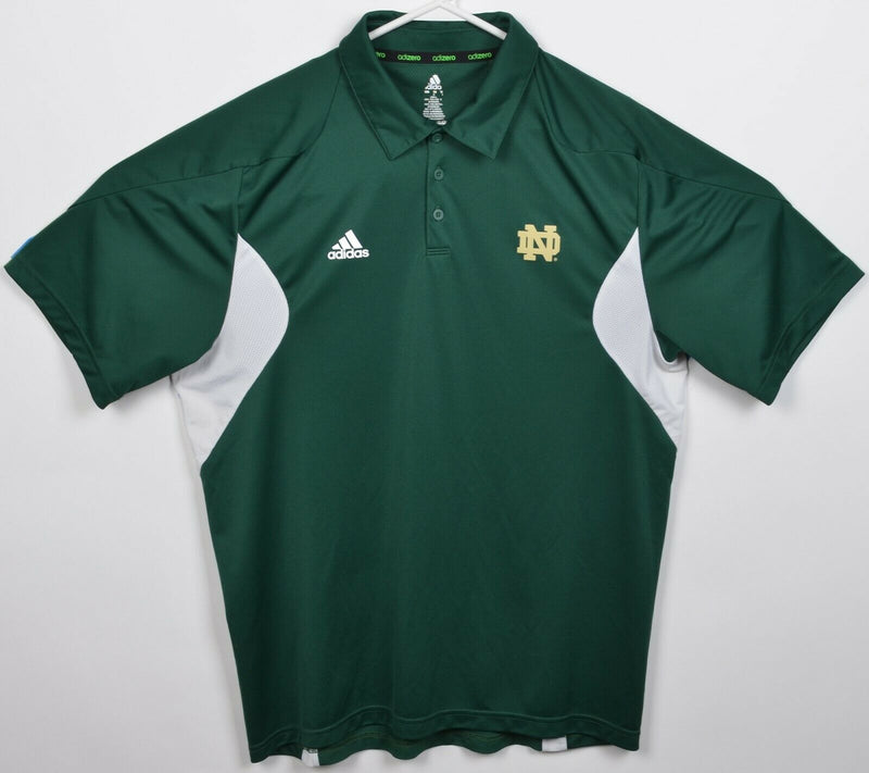 Notre Dame Men's Large Adidas Green ND Polyester Wicking Golf Polo Shirt