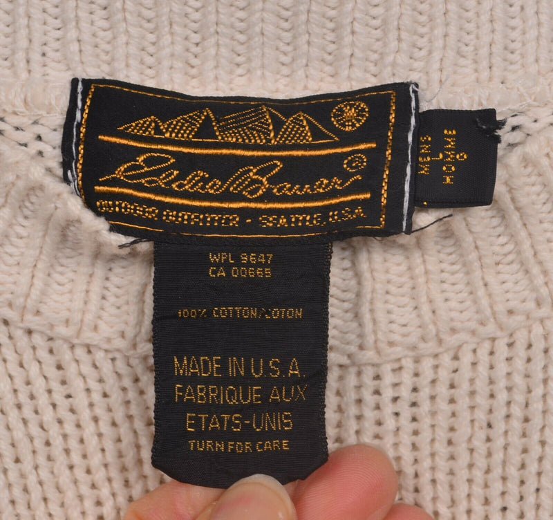 Vintage Eddie Bauer Men's Large Nautical Sailboat Embossed Pullover Sweater