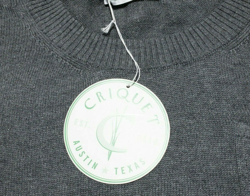 Criquet Men's Large Cotton Cashmere Blend Gray Knit Pullover Crew Golf Sweater