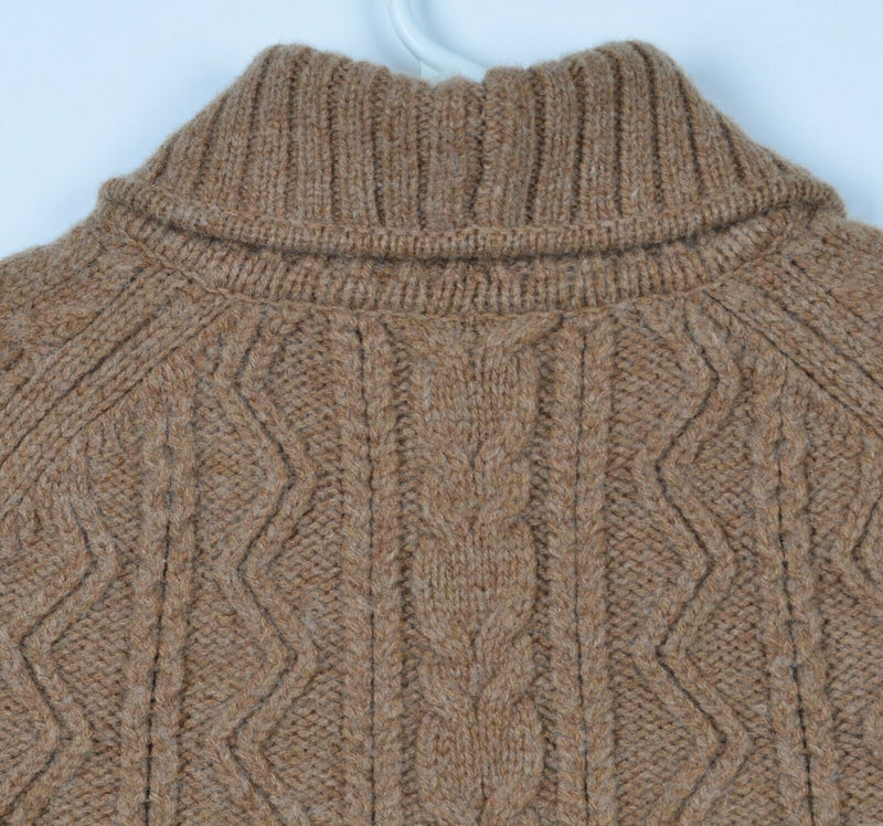 Wallace & Barnes Men's Medium Cable-Knit Wool J. Crew Brown Cardigan Sweater