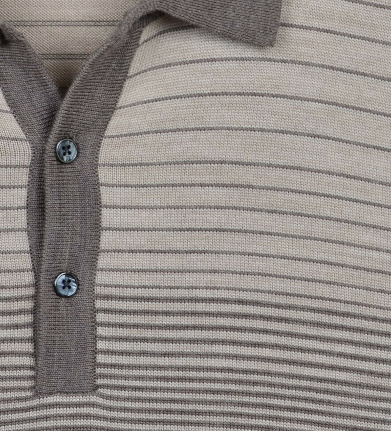 Tiger Woods Men's Large Merino Wool Nike Collared Brown Striped Golf Sweater