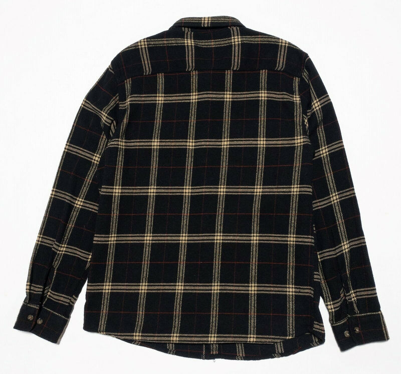 Brixton Flannel Large Men's Shirt Long Sleeve Black Plaid Cotton Blend