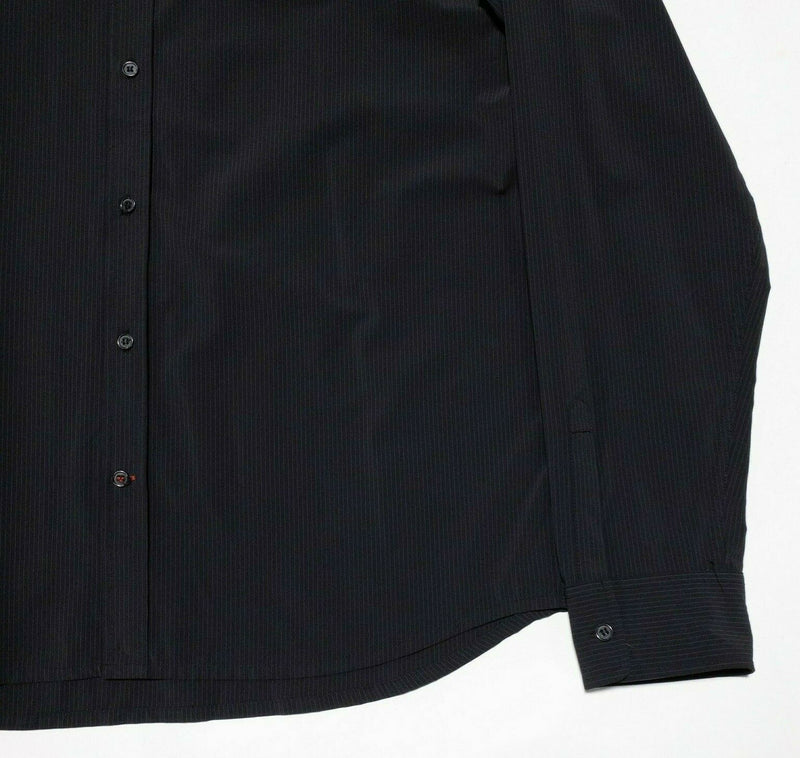 Travis Mathew XL Long Sleeve Button-Front Shirt Men Nylon Wicking Black Striped