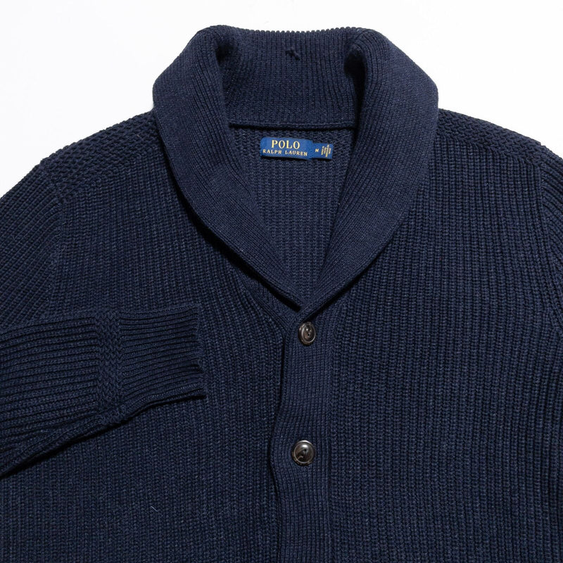 Polo Ralph Lauren Shawl Collar Cardigan Men's Medium Sweater Navy Blue Knit