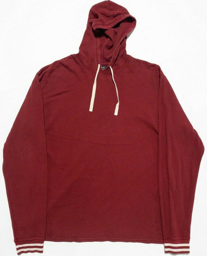 Polo Ralph Lauren Men's XL Waffle-Knit Dark Red Lightweight Shirt Hoodie