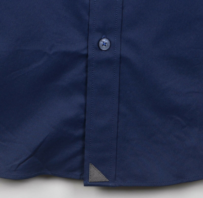 UNTUCKit Men's Large Nylon Wicking Solid Navy Blue Button Performance Shirt