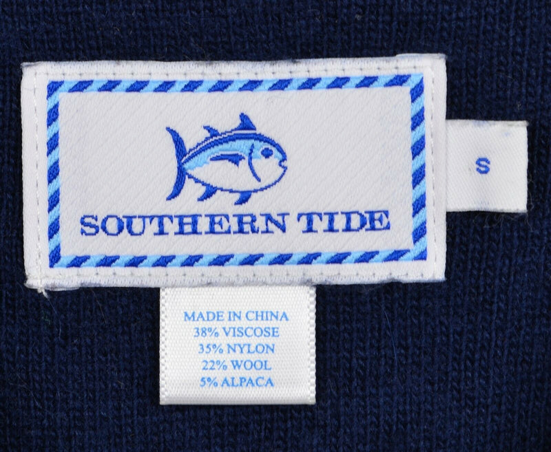 Southern Tide Men's Small 1/4 Zip Wool Alpaca Blend Navy Blue Sweater Vest
