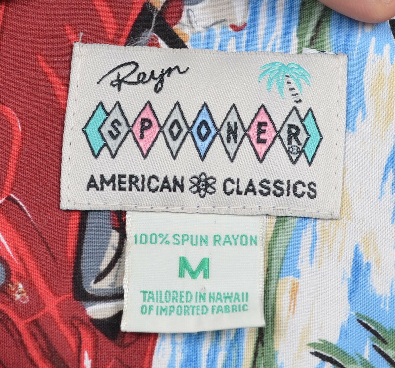 Reyn Spooner Men Sz Medium Corvettes 100% Rayon American Classics Hawaiian Shirt
