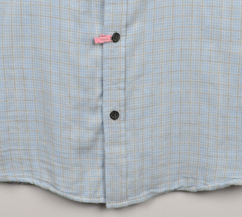 Carbon 2 Cobalt Men's LT Large Tall Light Blue Gray Plaid Check Flannel Shirt