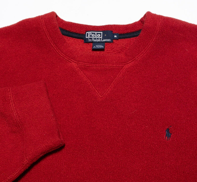 Polo Ralph Lauren Sweatshirt Men's XL Pullover Fleece Vintage 90s Red Crewneck