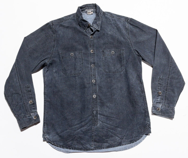 Carbon 2 Cobalt Shirt Men's Medium Gray Distressed Denim Long Sleeve Button-Up