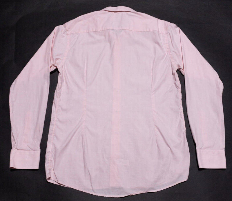 Eton Dress Shirt Men's 17/43 Slim Light Pink Plaid Long Sleeve Business Spread