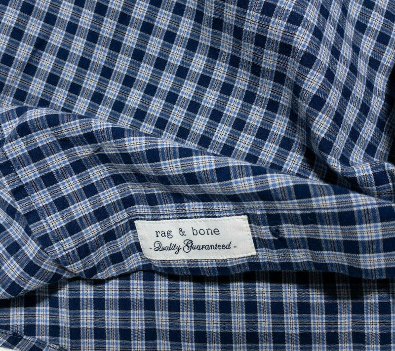rag & bone Men's Large Shirt Tailored Workwear Blue Check Long Sleeve Designer