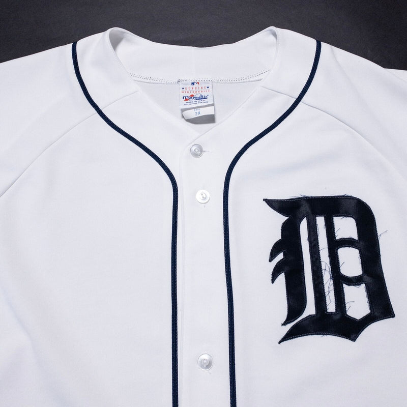 Detroit Tigers Jersey Men's 2X Majestic White MLB Baseball Sewn Blank Back