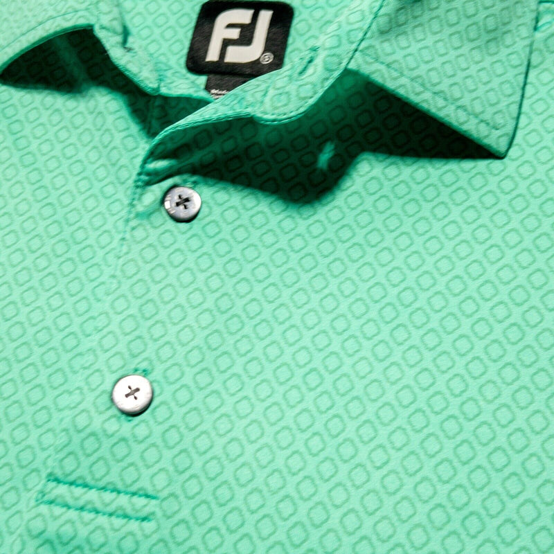 FootJoy Golf Shirt Small Men's Polo Green Geometric Diamond Wicking Stretch