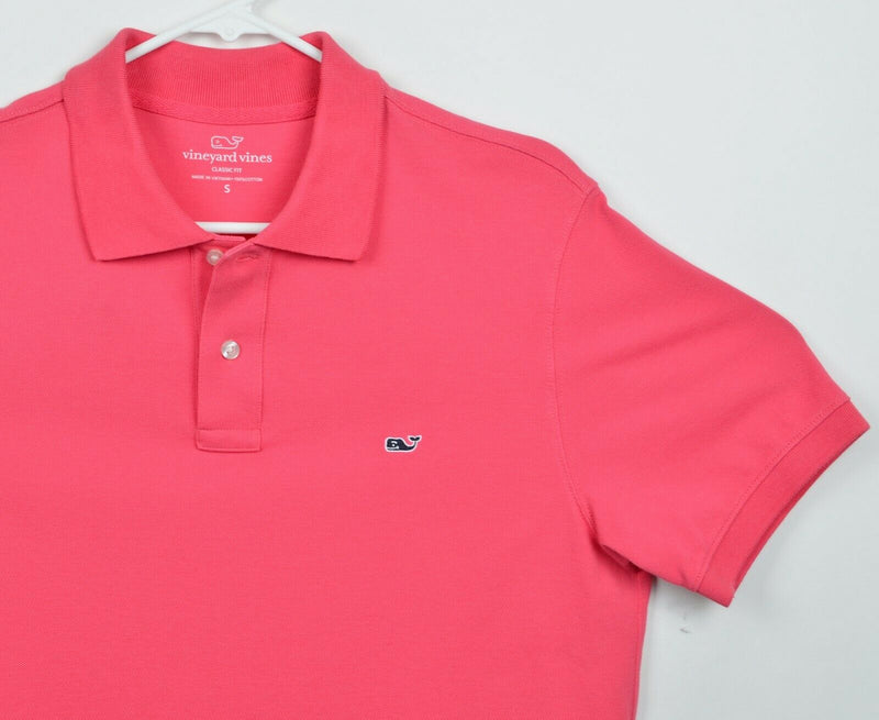 Vineyard Vines Men's Sz Small Classic Fit Solid Pink Whale Pique Polo Shirt