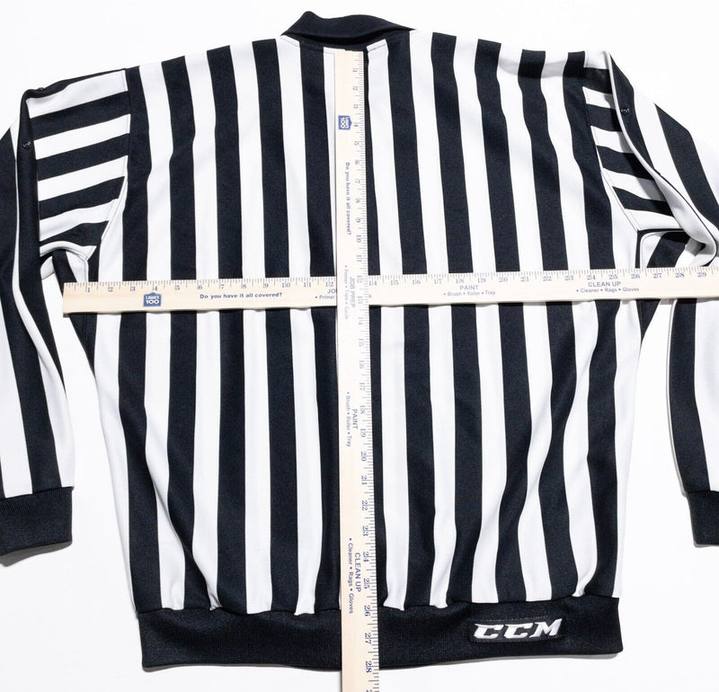 CCM Hockey Referee Jersey Men's 54 Black White Stripe 1/4 Zip Canada Zebra