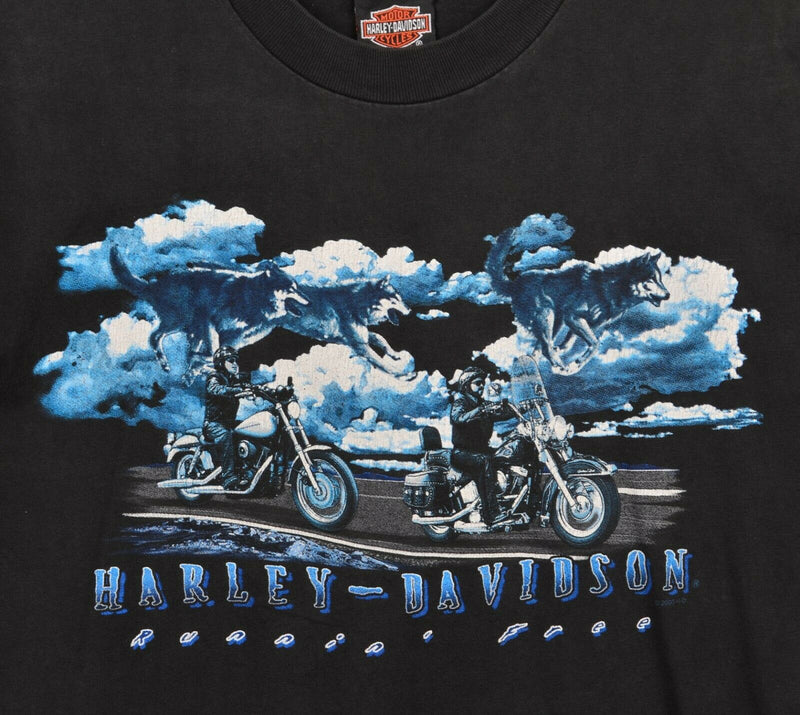 Vintage Harley-Davidson Men's Medium Wolf Runnin' Free Double-Sided T-Shirt
