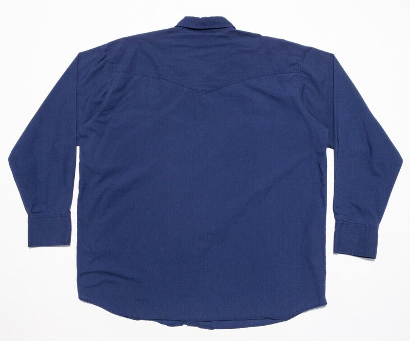 Round'em Pearl Snap Shirt XL Men's Embroidered Ox Horn Western Rockabilly Blue