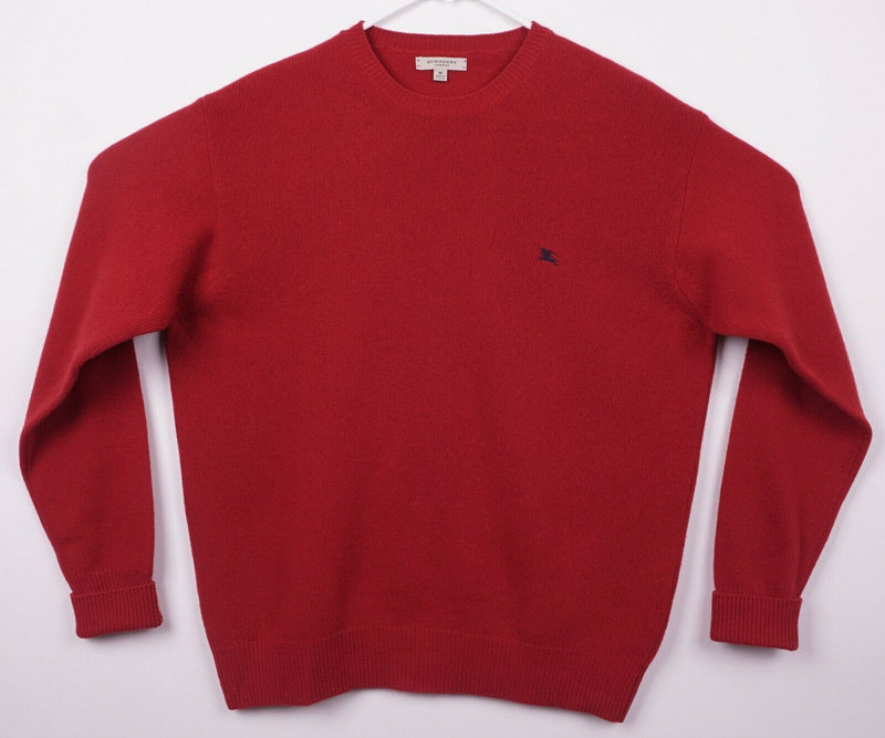 Burberry London Men's Medium 100% Lambswool Red Houndstooth Crew Neck Sweater